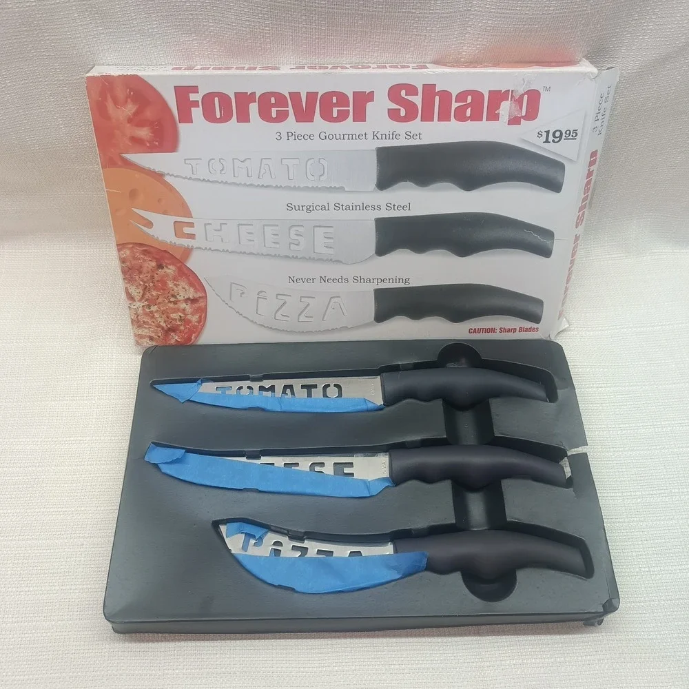 FOREVER SHARP 3‎ Piece Gourmet Knife Set-Tomato, Pizza, Cheese